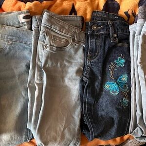 Blue and Denim Jeans with Embroidered Butterfly
